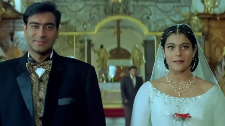 Ajay Devgn and Kajol in wedding scene from Raju Chacha movie